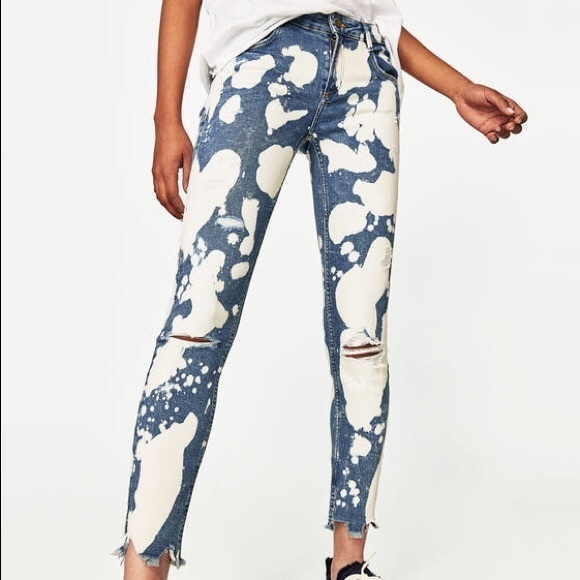 jeans with bleach spots